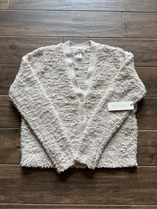 Rachel Zoe Sweaters - Rachel Zoe Cream Popcorn Knit V-Neck Button Cardigan